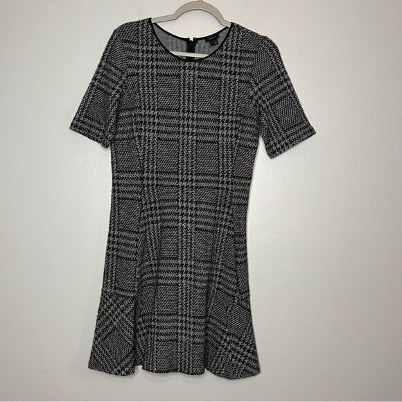 Theory Nikay Drop Waist Fit & Flare Tweed Plaid Mini Dress - Picture 6 of 6